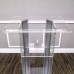 FixtureDisplays Clear Acrylic Plexiglass Podium Curved Steel Sides Church Pulpit School Lectern Debate Funeral Home Conference 14310